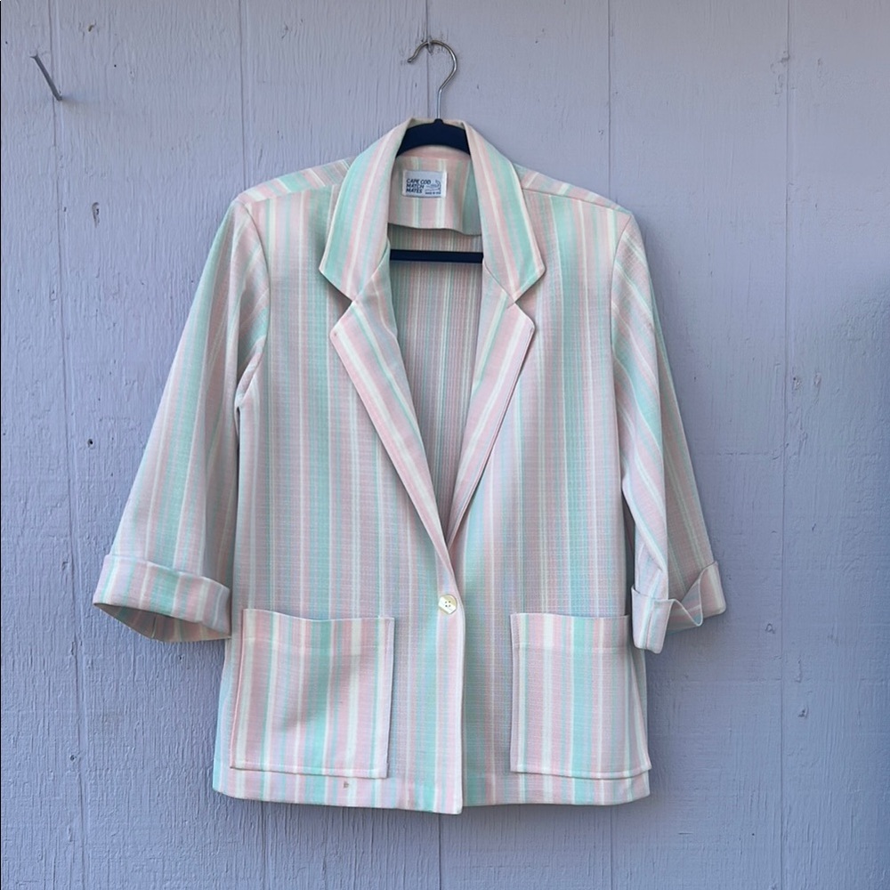 Vintage Cape Cod Match Mates Pastel Striped Blazer